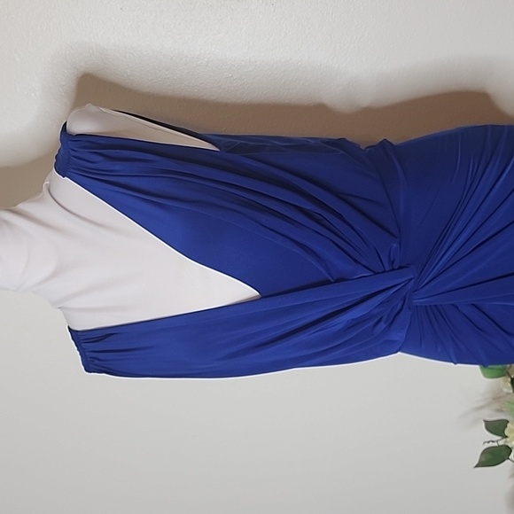 NEW Misa Los Angeles Leza MAXI Dress Tulip Ruched COBALT BLUE Luxury Goddess - Picture 4 of 11